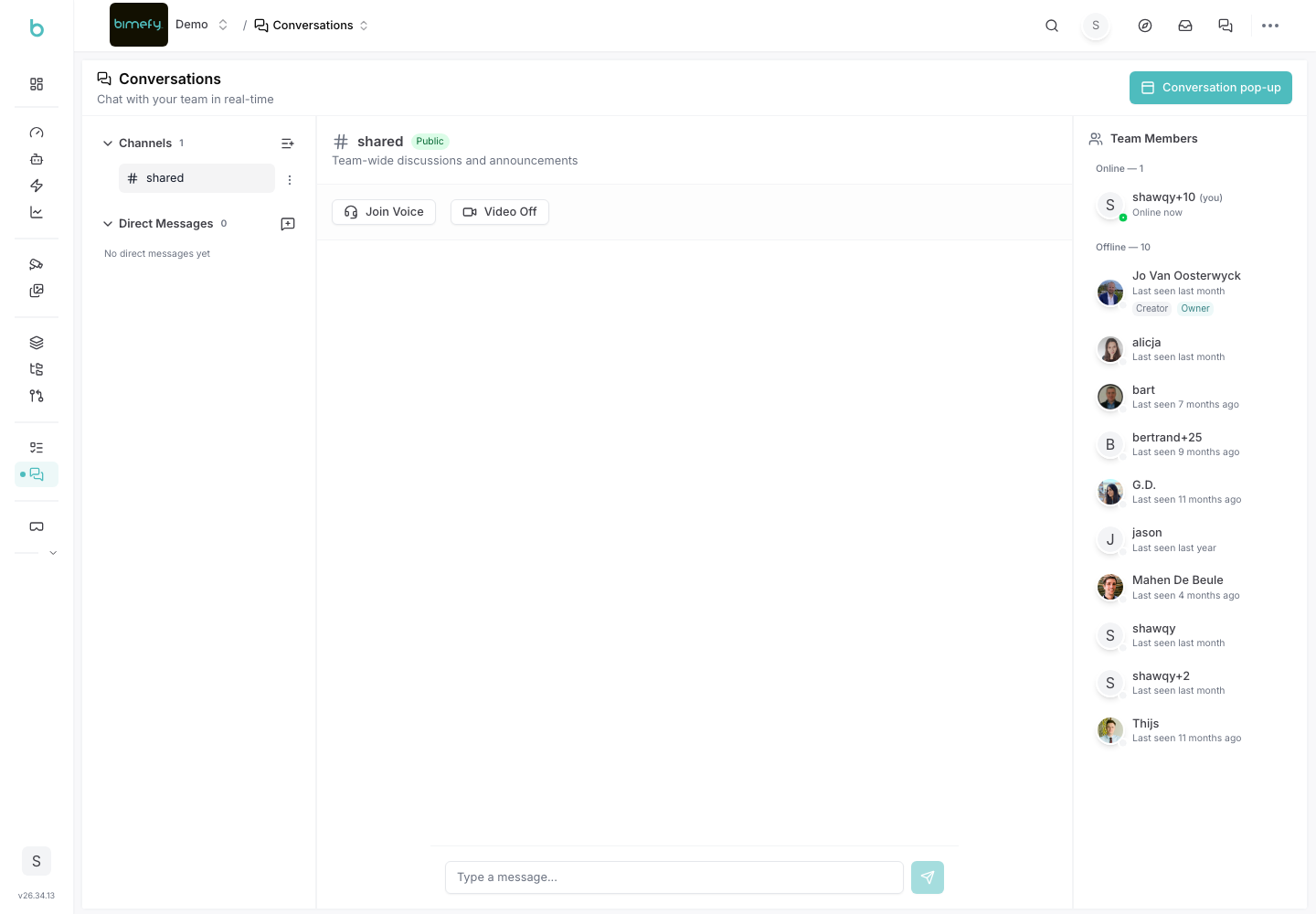 Conversations workspace