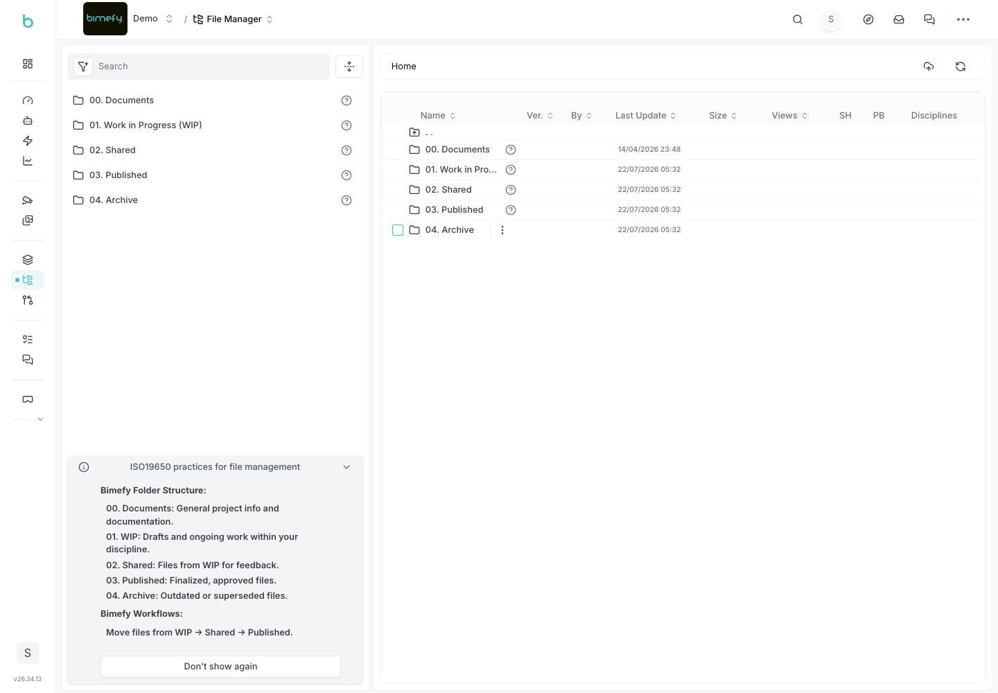 File Manager workspace