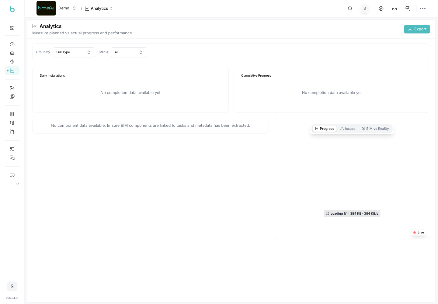 Quantities analytics view